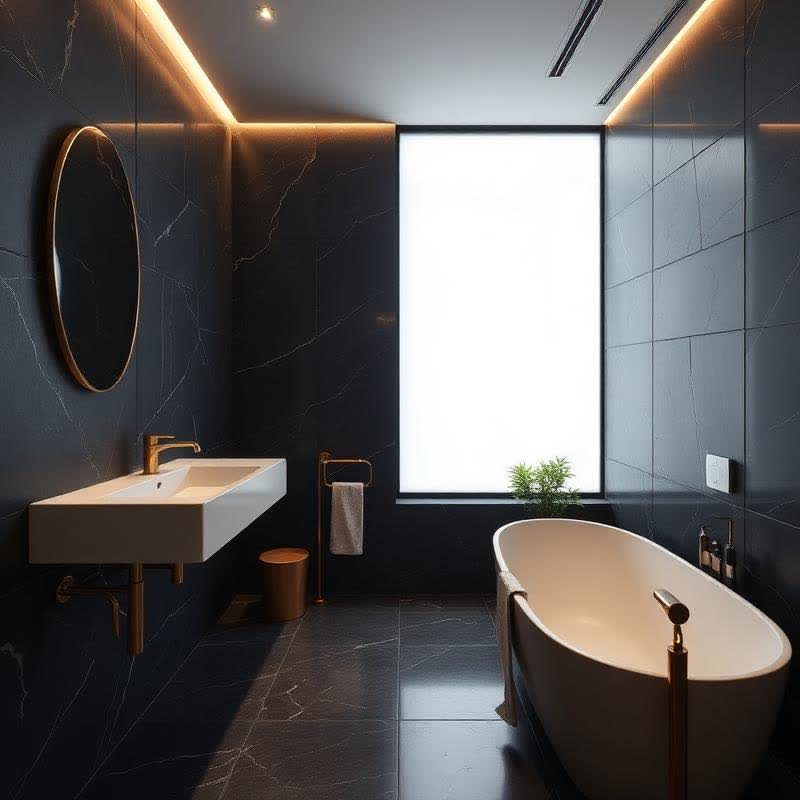 Completed bathroom fit-out with wall-hung basin and modern fixtures